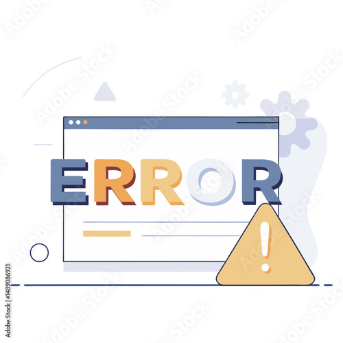 An illustration of a browser window displaying a prominent "ERROR" message with a warning sign.