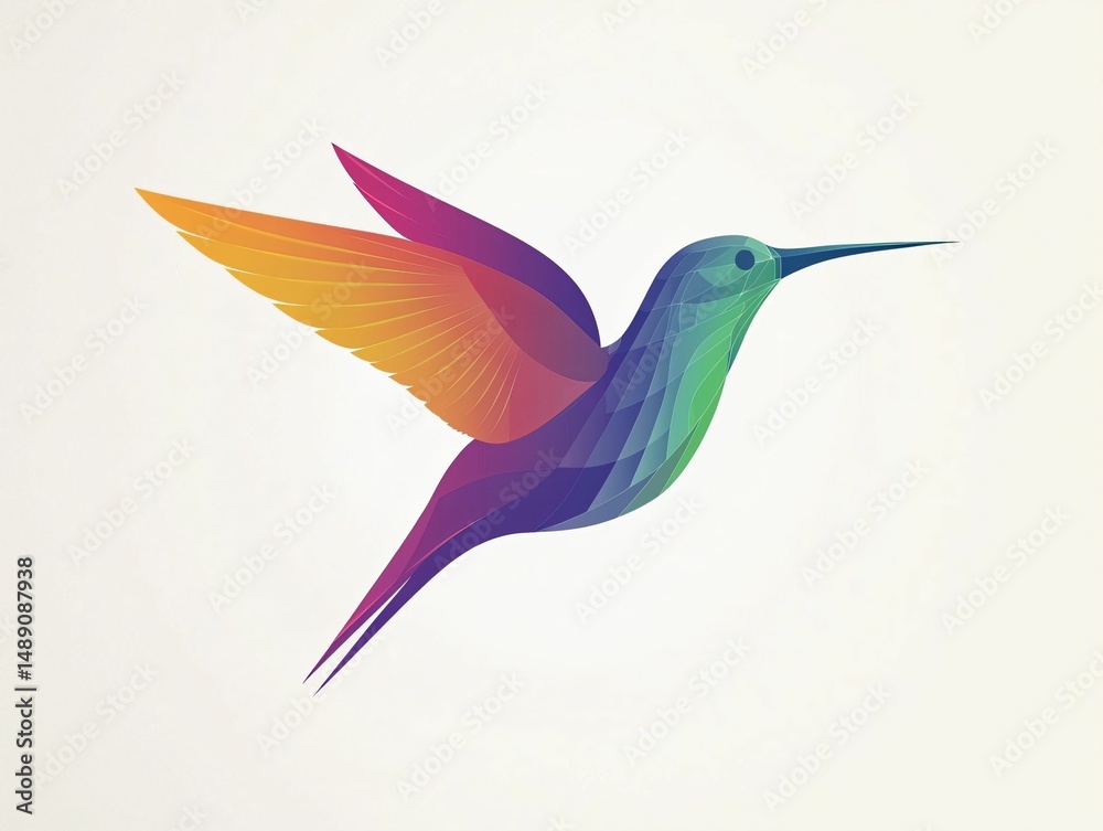 Obraz premium Vibrant Hummingbird in Flight Geometric Avian Design