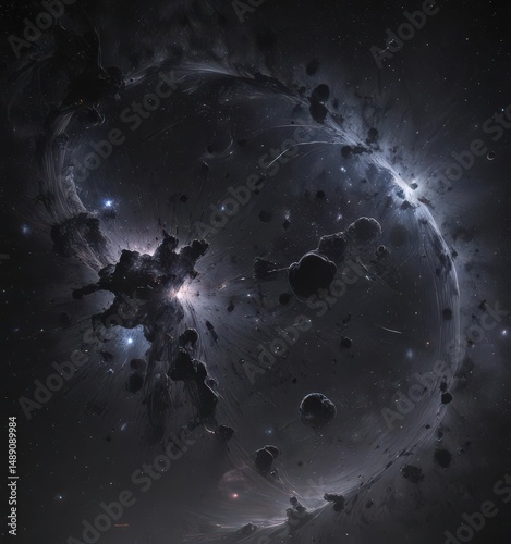 Intricate nebulae, countless stars scattered across inky black ,  night,  dark,  expanse