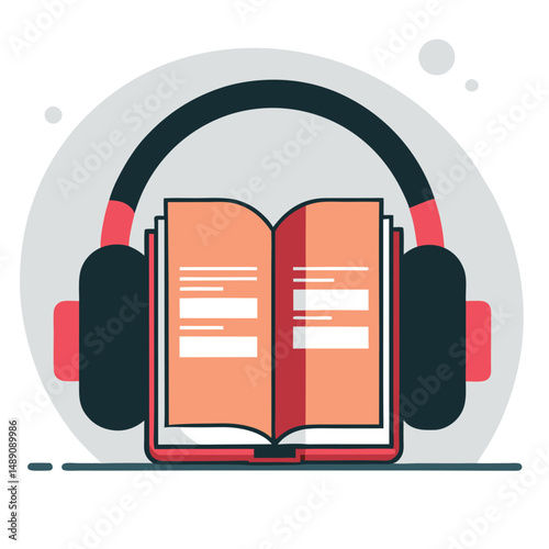 Immersive Audiobook Journey: Concept Illustration of Knowledge and Imagination