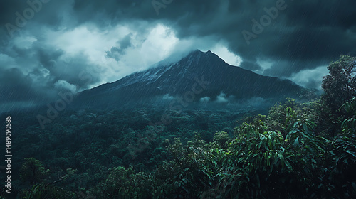  A sudden downpour on Mount Kilimanjaro with dark clouds rolling (3)