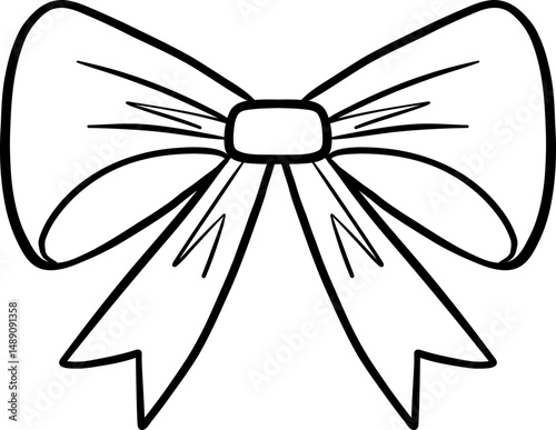 Elegant Puffy Ribbon Bow with Wide Loops and Pleated Tails
