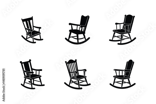 kids rocking chair icon silhouette vector illustration