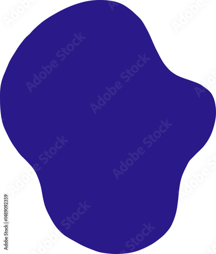 Abstract blue blob shape, concept of fluidity and organic design.