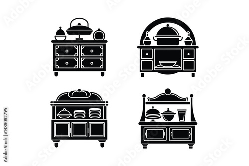 kitchen buffet icon vector silhouette illustration