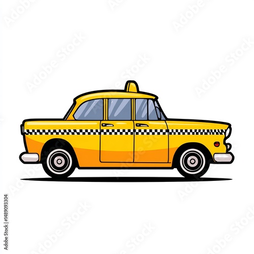 cartoon taxi cab with pattern