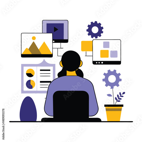 Intricate Illustration of a Back End Concept with Four Elements
