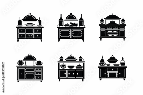 kitchen buffet icon silhouette vector illustration