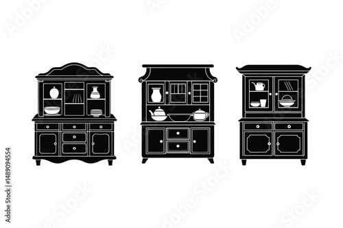 kitchen hutch icon vector silhouette illustration