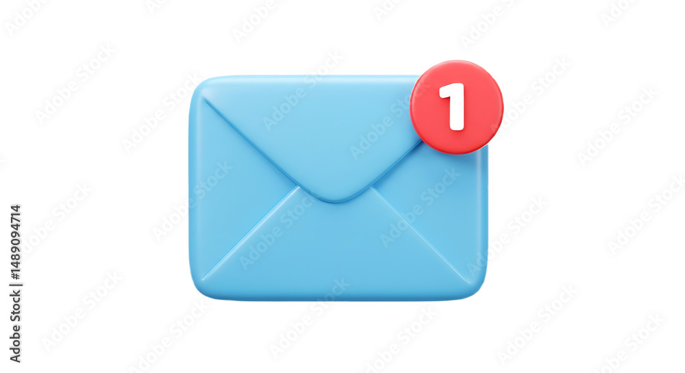 New Message Received in Blue Envelope Icon with Notification Number New Message Received in Blue Envelope Icon with Notification Number