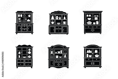 kitchen hutch icon silhouette vector illustration