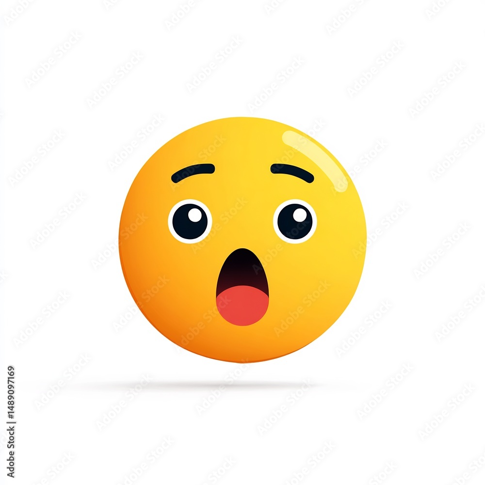 Fototapeta premium Shocked Face Emoji with Open Mouth