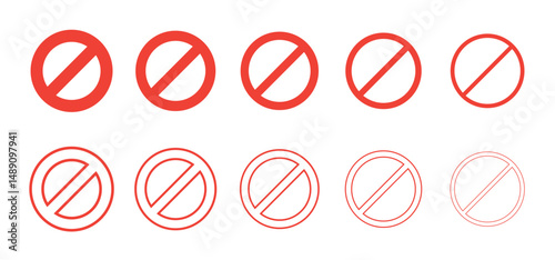 Red prohibition sign. No entry symbol. Prohibited circle. Restriction sign