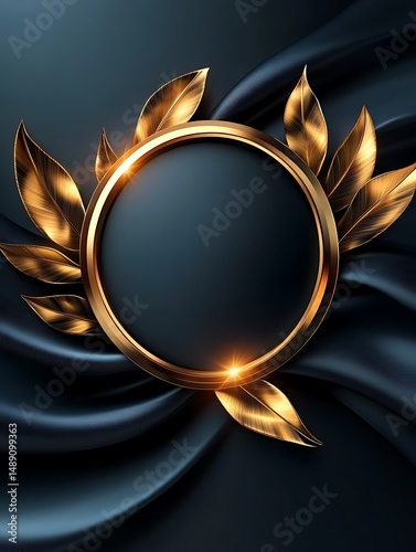 Elegant Gold Circle Frame on Dark Fabric