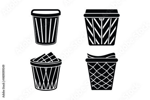 laundry hamper icon vector silhouette illustration