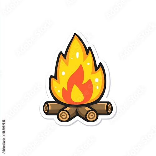 Campfire with flames cartoon 