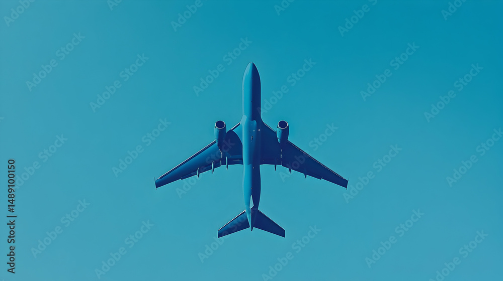 Obraz premium Airplane icon light blue background graphic