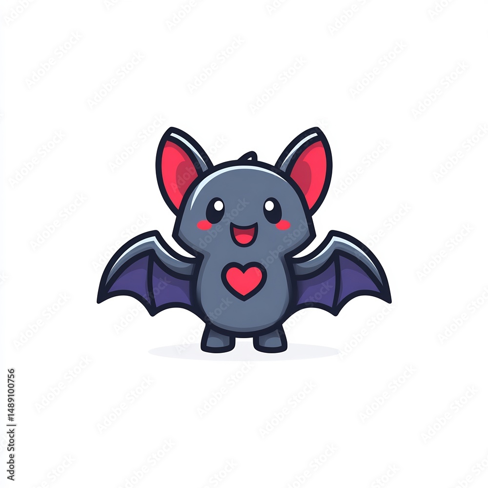 Fototapeta premium cute vampire bat with heart smile isolated