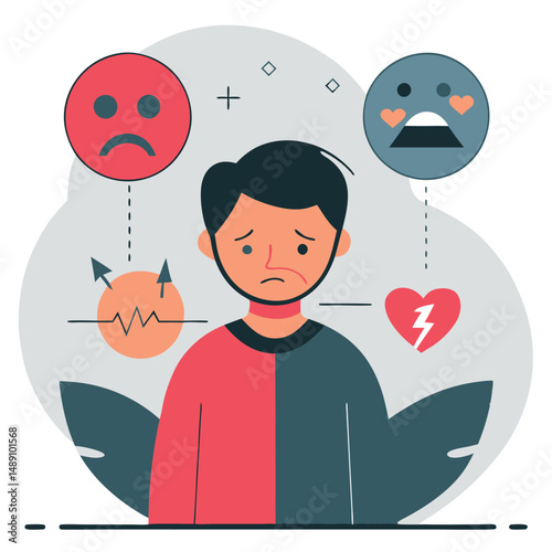 Depiction of Bipolar Disorder Concept through Abstract Illustration