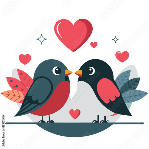 Two Birds in Love Embrace Amidst Nature's Tranquility