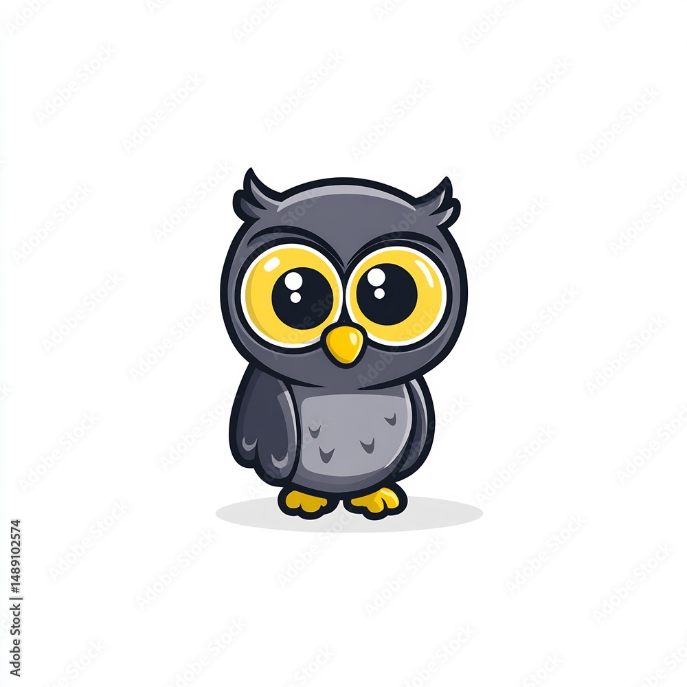 Fototapeta premium Cute cartoon owl with big eyes