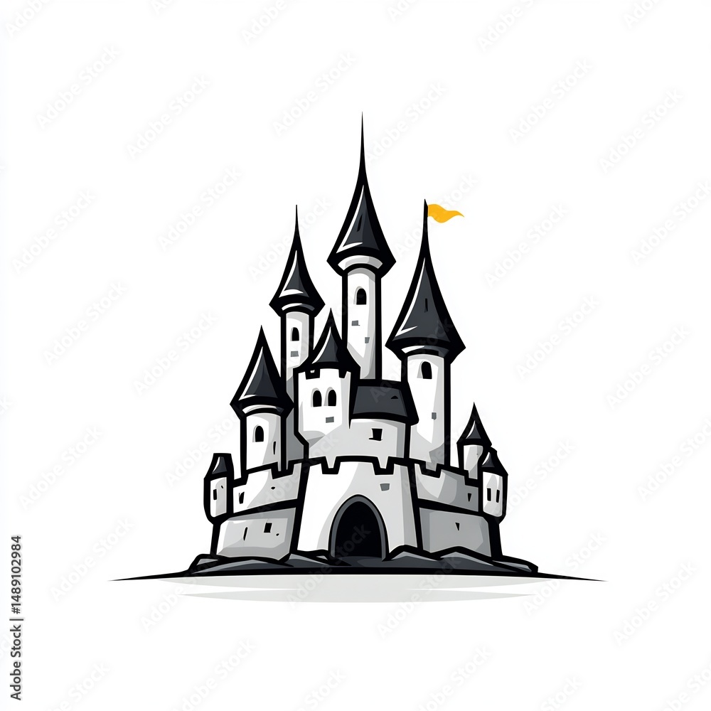 Obraz premium minimalist castle with tall towers