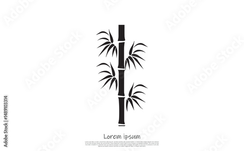 Silhouette Bamboo Stalks with Leaves Transparent Background Nature ZenLike