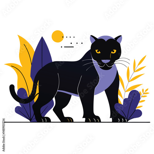 Concept Illustration of a Black Panther Standing in a Dynamic Pose