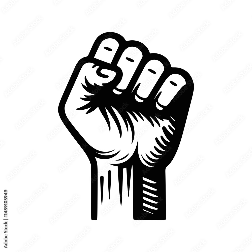 Powerful Black and White Fist Symbol of Protest Powerful Black and White Fist Symbol of Protest