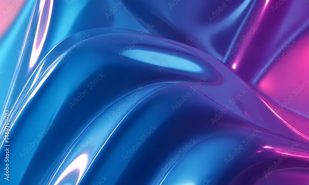 Abstract Metallic Wavy Surface in Blue and Pink Color Combination