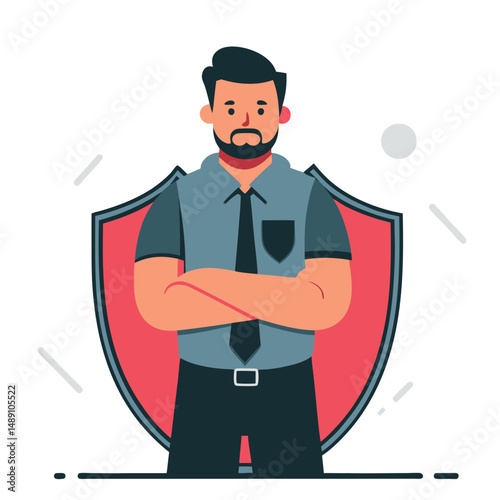 Conceptual Illustration of a Bodyguard Protecting a Client in a Dangerous Situation