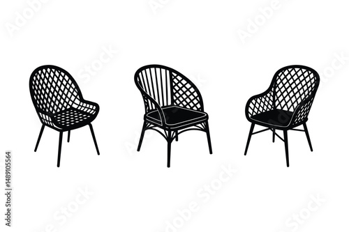 rattan chair icon silhouette vector illustration