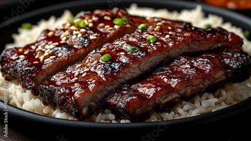 BBQ ribs over rice