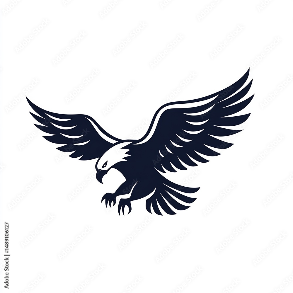 Obraz premium Flying eagle silhouette on white background