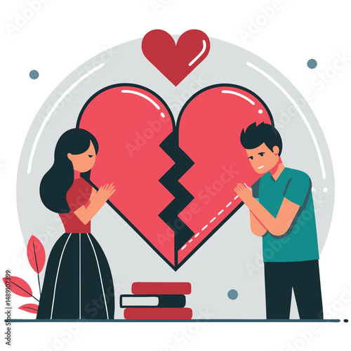 Heartbreaking Illustration of a Broken Bond After a Breakup