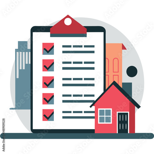 Concept Illustration of a Building Permit Application Process for Construction