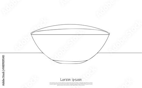Simple Line Art Bowl on White Background Continuous Form