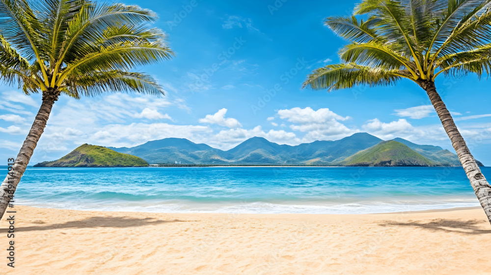 Fototapeta premium Tropical beach vacation paradise ocean view landscape