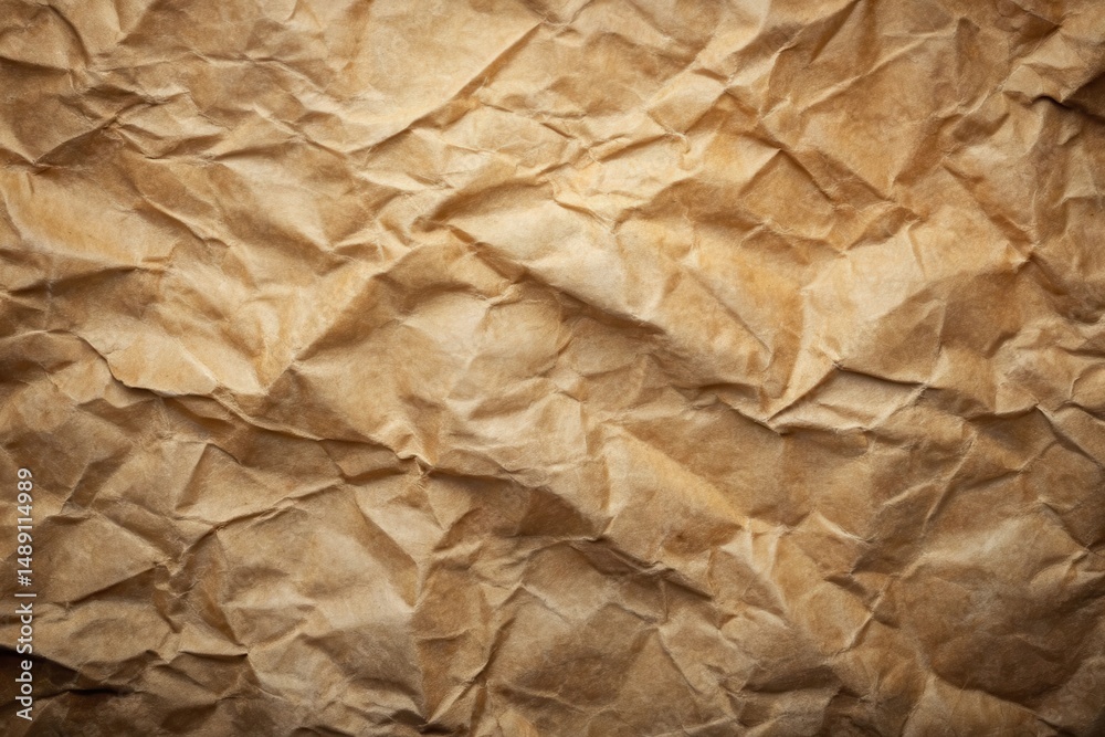 Textured Background of Deeply Creased Brown Paper Showing a Complex Pattern of Folds and Shadows Textured Background of Deeply Creased Brown Paper Showing a Complex Pattern of Folds and Shadows