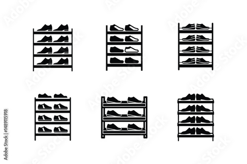 shoe rack icon silhouette vector illustration
