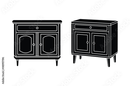 sideboard cabinet icon vector silhouette illustration