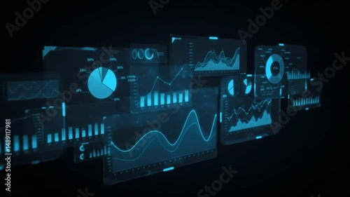 Animated data visualization and business intelligence dashboard background