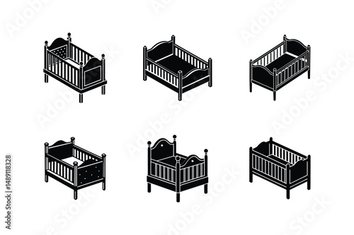toddler bed icon vector silhouette illustration