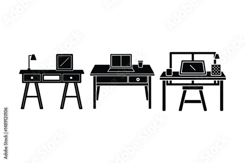 work table icon silhouette vector illustration