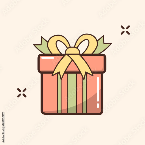 Gift Box Icon with Bow – Flat Vector Illustration