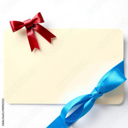 Elegant gift Card wrapped with teal ribbon ready for celebration or special occasion