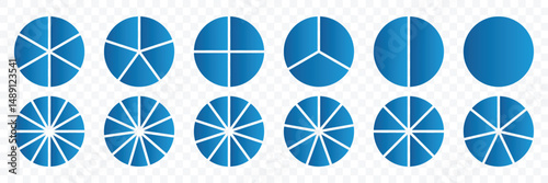 Circle pie chart. Colorful diagram collection. Pie chart infographic circle divided into pizza or donut segments. Vector illustration.