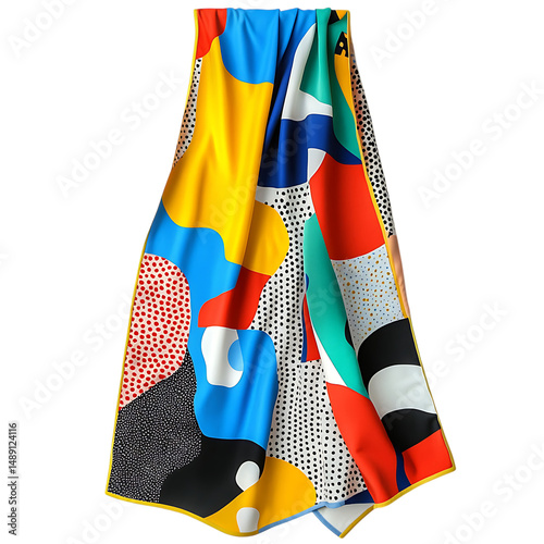 Playful Beach Towel with Giant Quirky Pattern Colla Isolated on Transparent Background photo