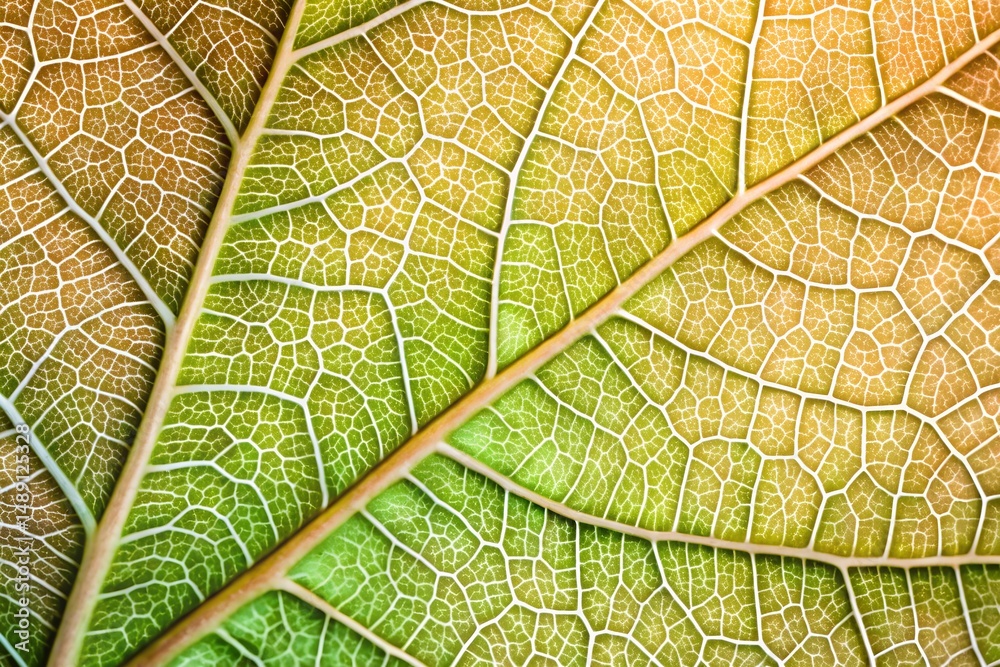 Fototapeta premium Macro shot of green orange leaf showing detailed vein structure