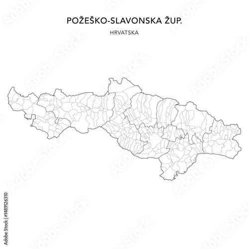 Vector Map of Požega-Slavonia County (Požeško-Slavonska Županija) with Settlements (Naselja), and Cities, Towns (Gradovi), and Municipalities (Općine) - Croatia 2025